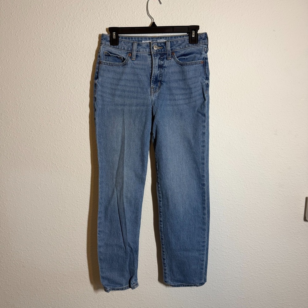 Old‎ Navy High Waisted OG Straight Ankle Jeans Women 0 Blue Medium Wash Denim